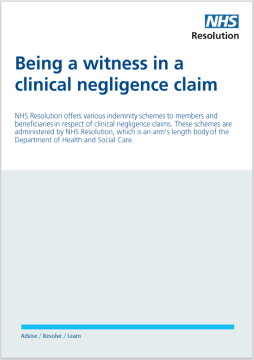 Link to Being a witness in a clinical negligence claim resource